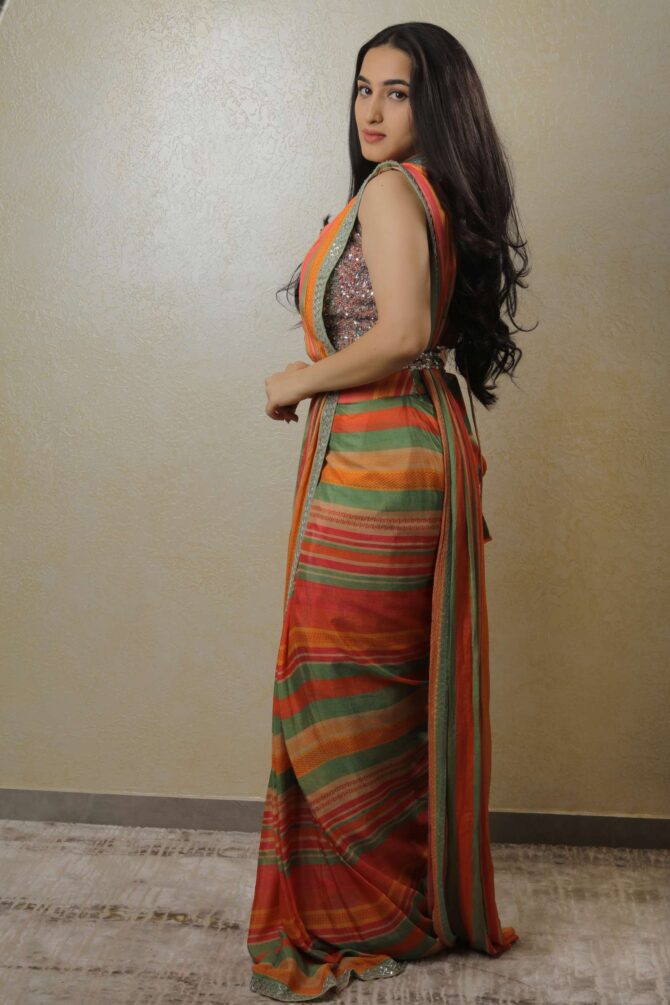 Multi-colored drape saree