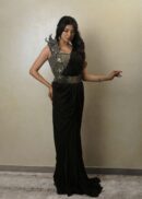 Dark gray drape saree