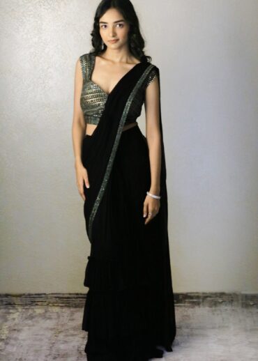 black drape saree