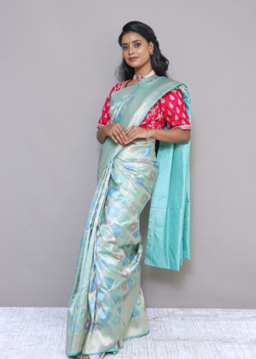 Light  blue banarasi silk saree