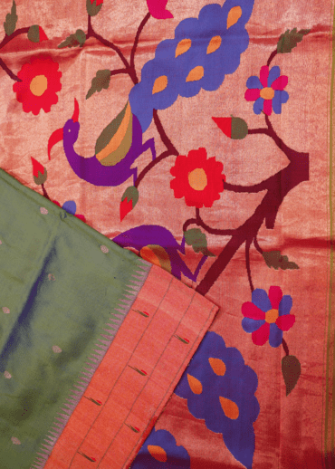 Peacock Green Munia Paithani