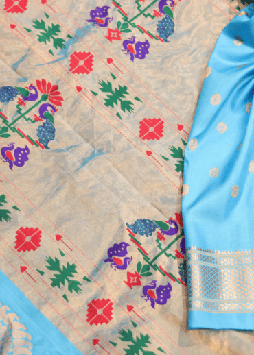 Sky Blue Kalanjali Paithani