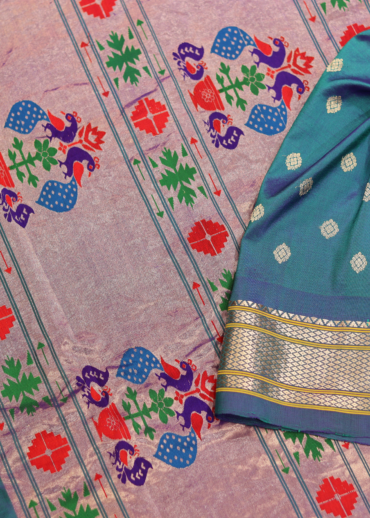 Teal Blue Kalanjali Paithani