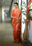 ORANGE- PINK  9 YARDS ( two toned) BANARASI SILK SAREE