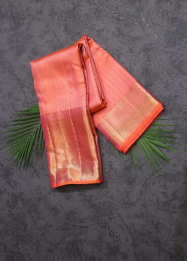 Peach Pink Self Tone Kanjivaram Saree