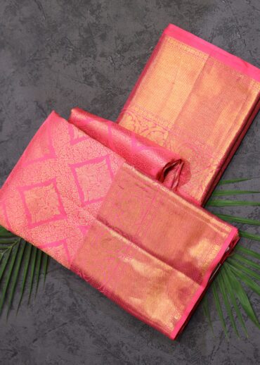 Dark Baby Pink Kanjivaram Saree