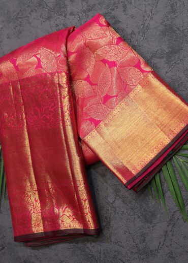 Hot Pink Color Kanjivaram Saree