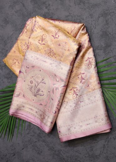 Two Tone Lilac Golden Tissue Kanjivaram Saree