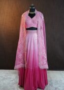 PINK  OMBRE CROP TOP SET 