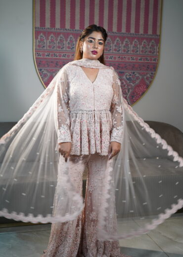 BABY PINK PEPLUM SHARARA