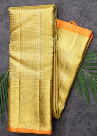 Golden Yellow Tissue Kanjivaram Saree