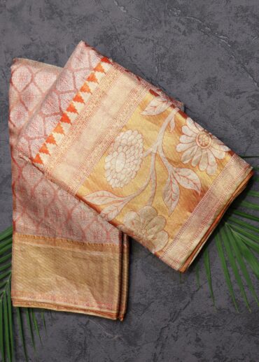 Reddish Peach Tissue Kanjivaram Saree