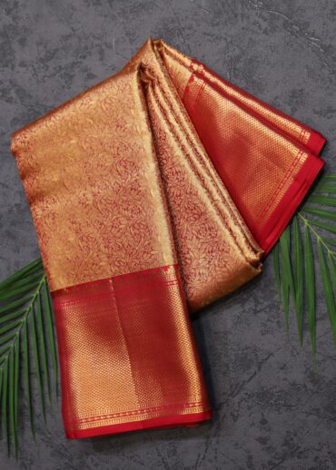 Cherry Red Tissue Kanjivaram Saree