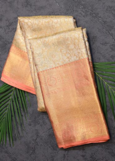 Peach Gold Color Tissue Kanjivaram Saree