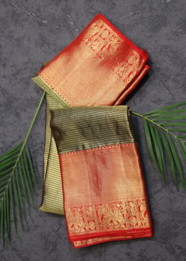 Dark Golden Bronze Color Tissue Kanjivaram Saree