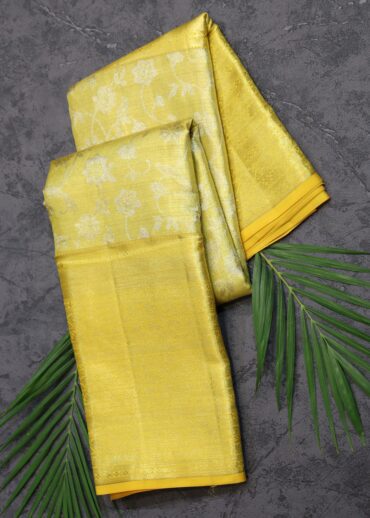 Lemon Yellow Color Tissue Kanjivaram Saree