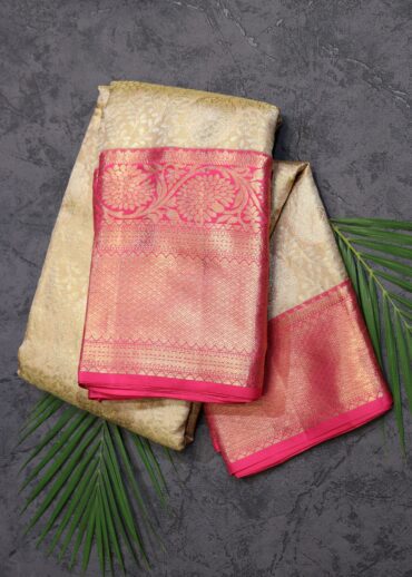 Pastel Peach Tissue Kanjivaram Saree