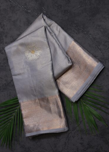 Powder Grey Tissue Kanjivaram Saree