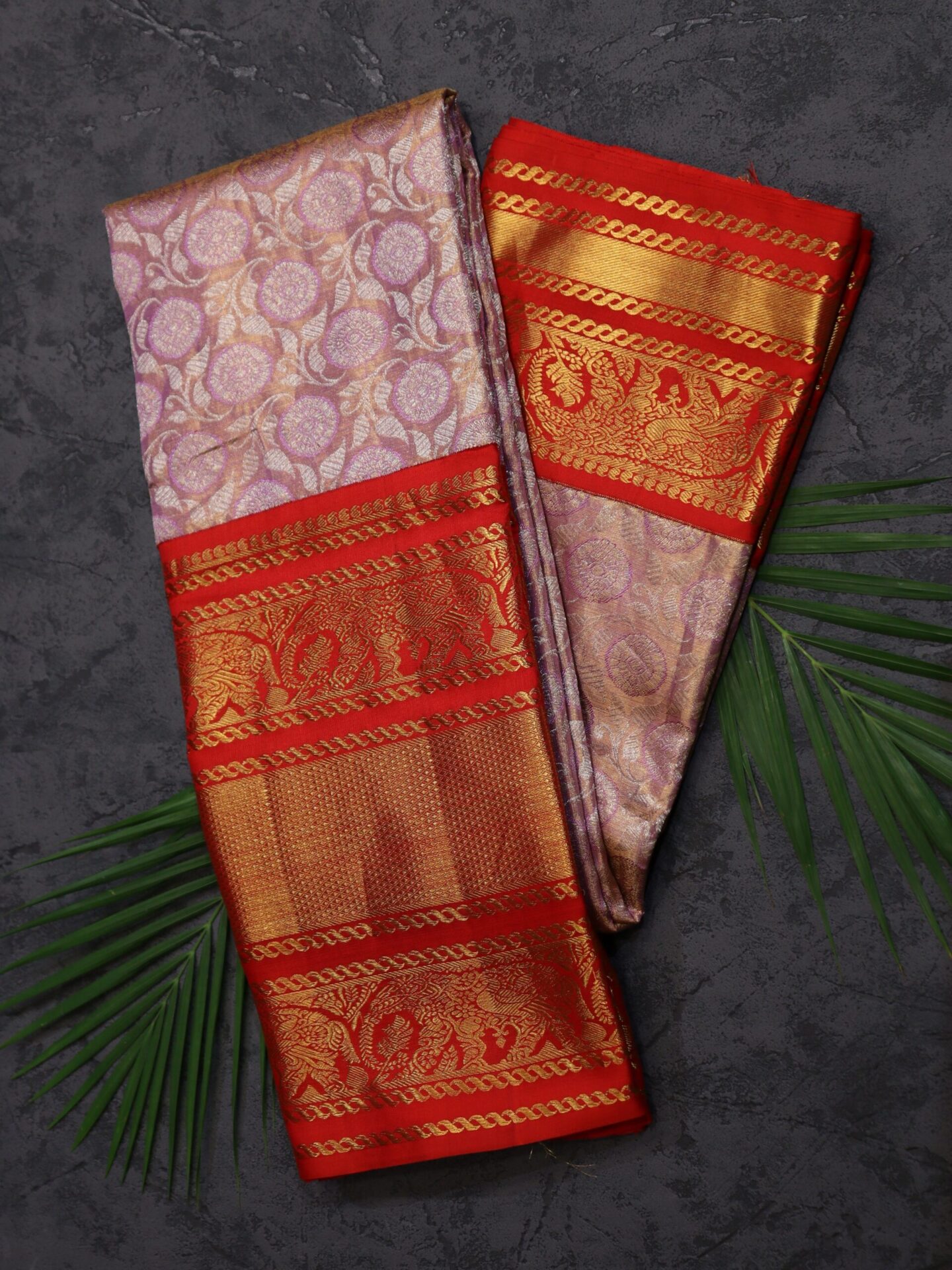 Rose Gold Color Tissue Kanjivaram Saree