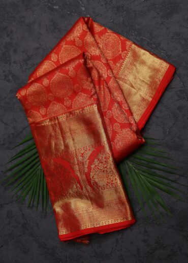 Fresh Red Color Kanjivaram Saree