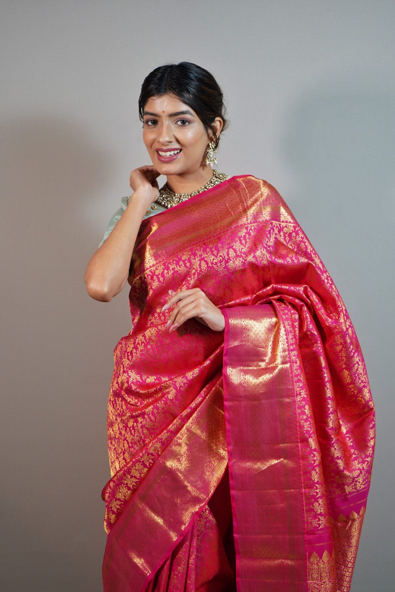 Dark Pink Kanjivaram Silk Saree