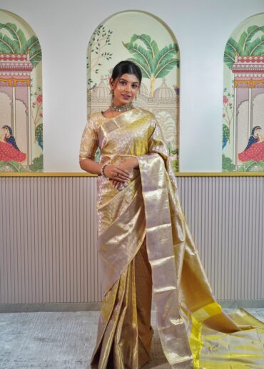 Golden Yellow Kanjeevaram Saree