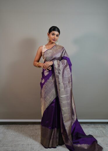 Indigo Purple Kanjeevaram Saree