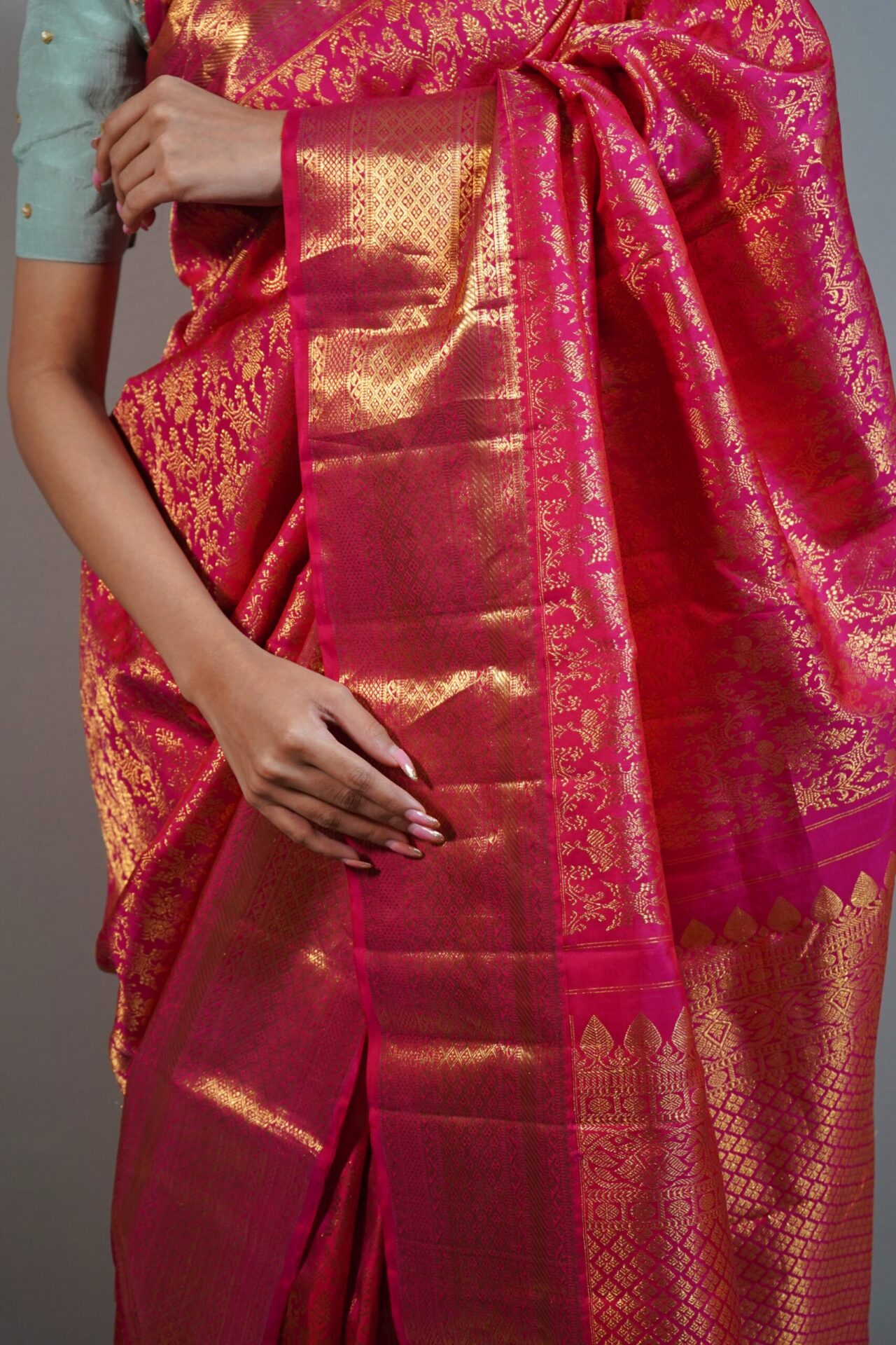 Dark Pink Kanjivaram Silk Saree