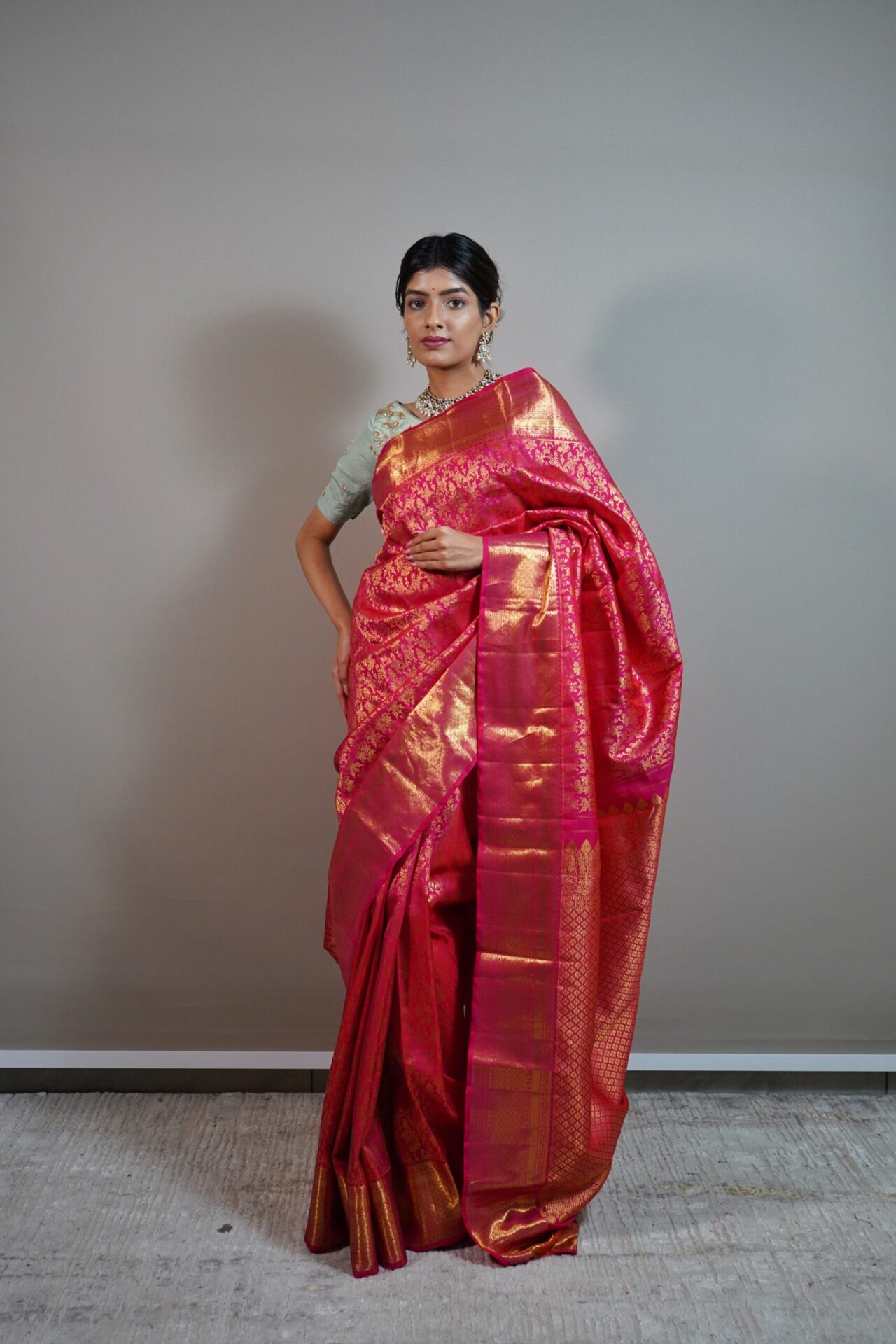 Dark Pink Kanjivaram Silk Saree