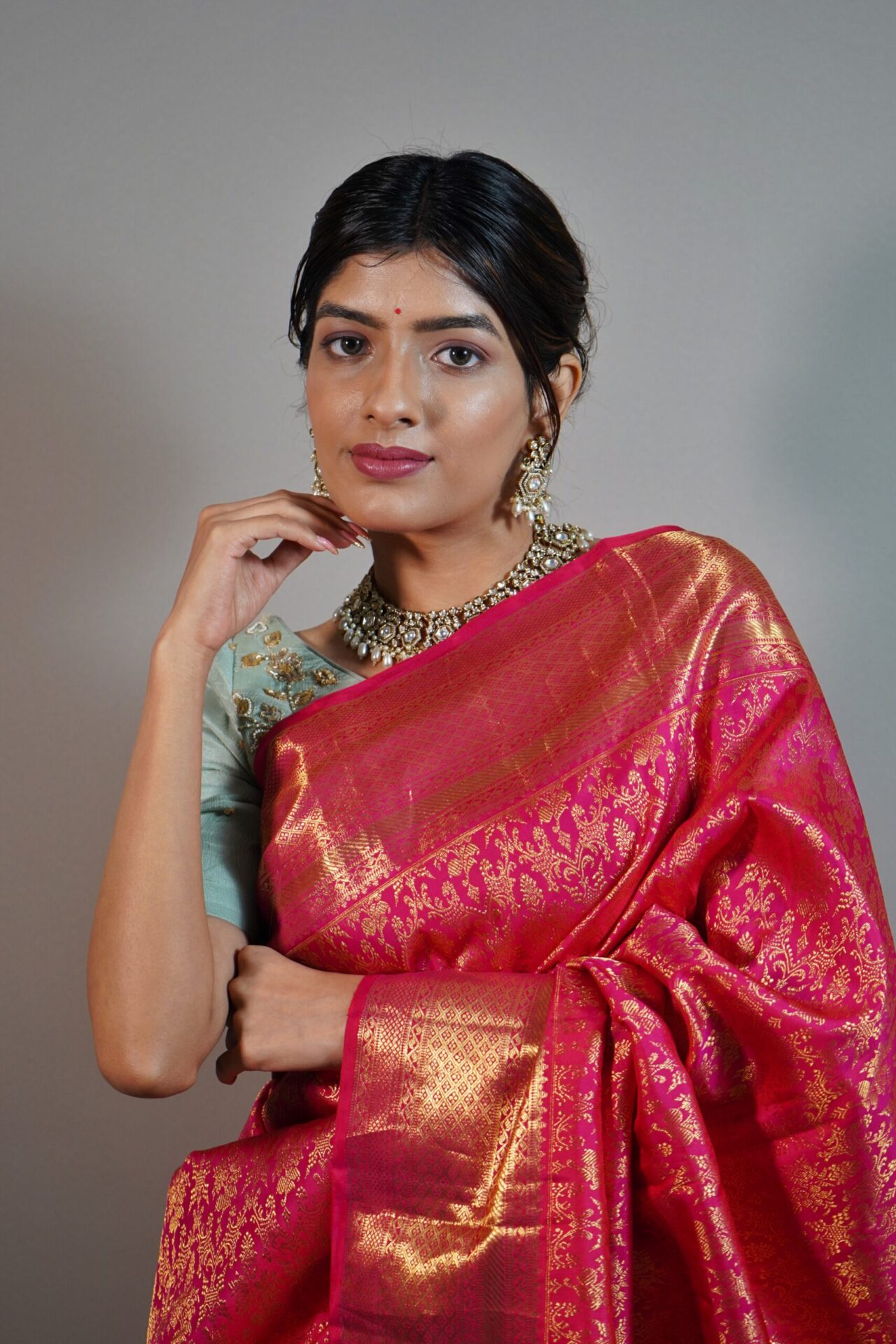 Dark Pink Kanjivaram Silk Saree