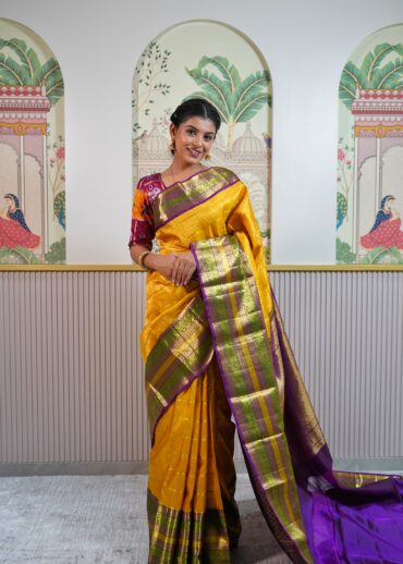 Mustard Kanjeevaram Saree