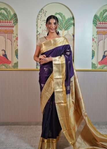 Traditional Ink Blue Kanjeevaram Silk Saree