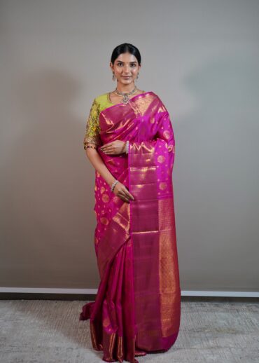 Hot Pink Kanjivaram Saree