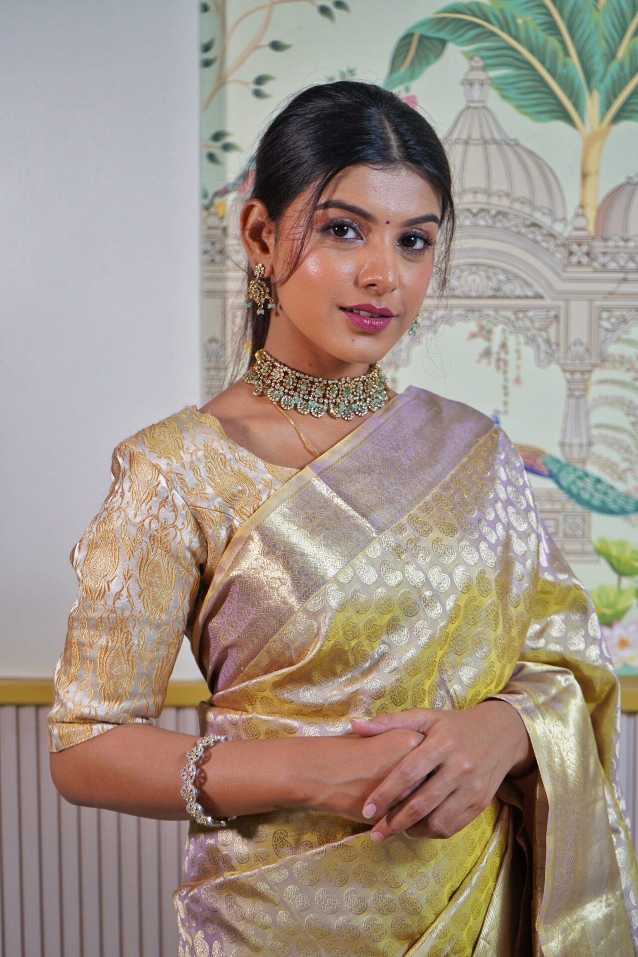 Golden Yellow Kanjeevaram Saree