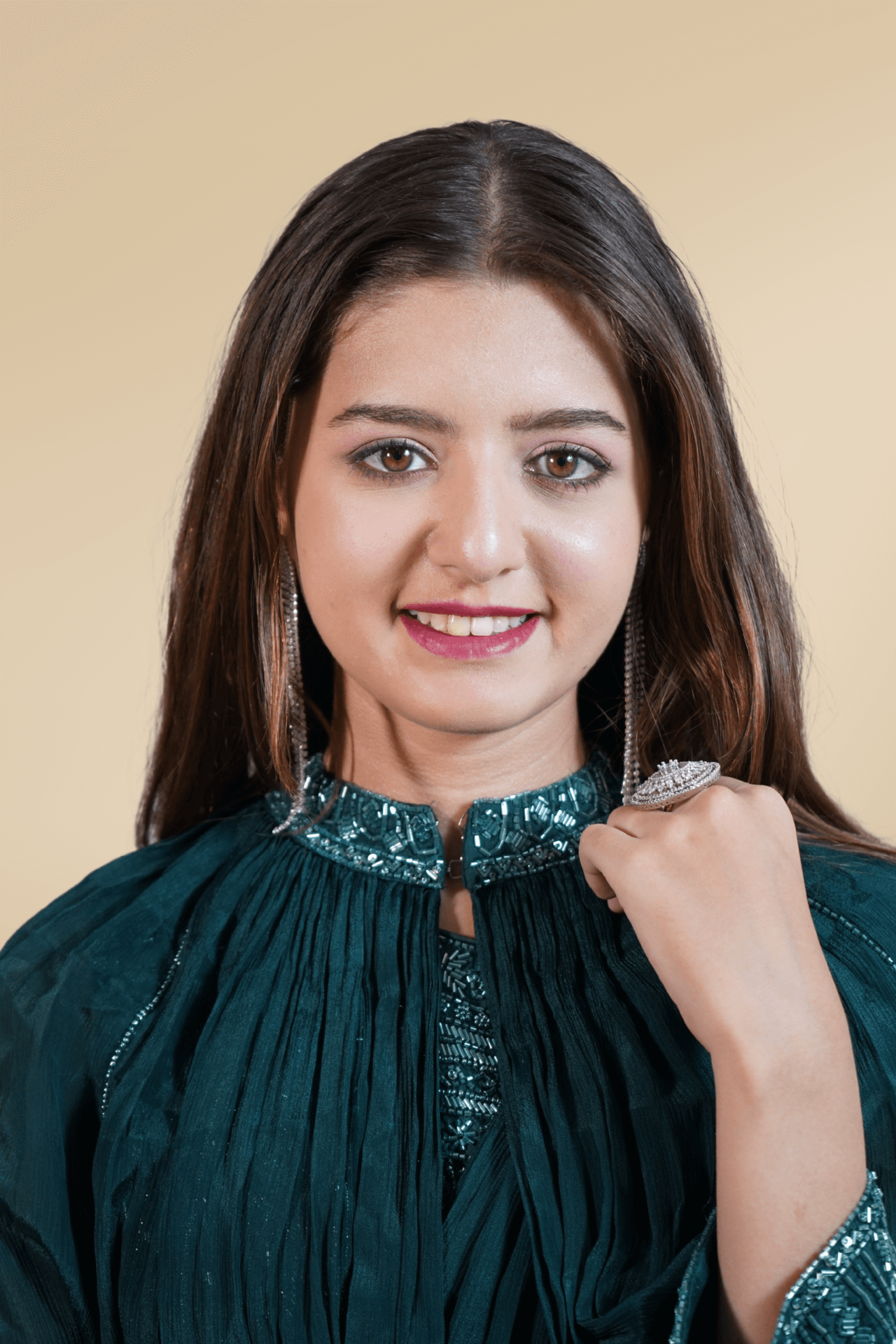 TEAL GREEN DRAPE SAREE
