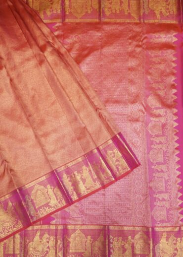 PEACH PINK KANJIVARAM SAREE