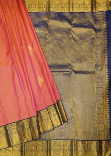 CARROT PEACH KANJIVARAM SAREE