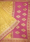 YELLOW  KHADDI  GEORGETTE SAREE