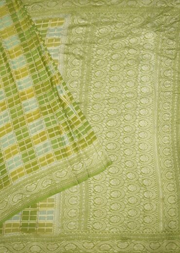 NEON GREEN KHADDI  GEORGETTE SAREE