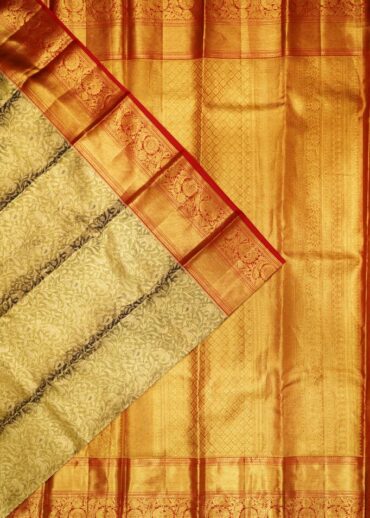 LIGHT GOLDEN- grey  TISSUE KANJIVARAM