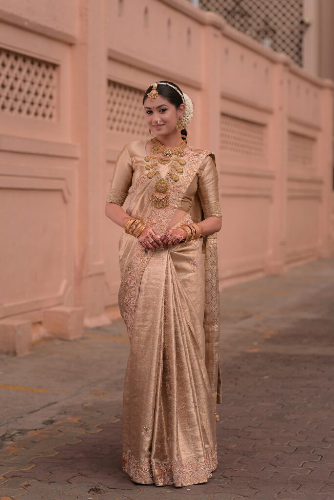 GOLDEN IVORY TISSUE DESIGNER SAREE