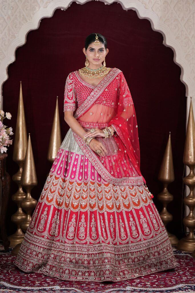 RED MULTICOLOUR LEHENGA