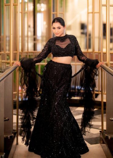 BLACK FISHCUT LEHENGA