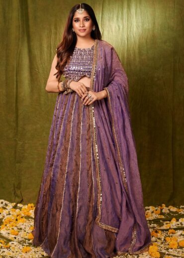 PURPLE & BRONZE TISSUE LEHENGA