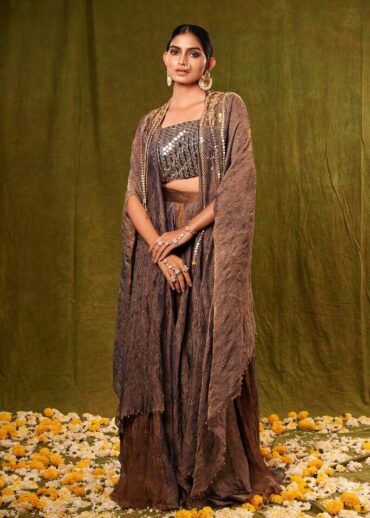 INDIGO BLUE & COPPER CAPE PALLAZO SET