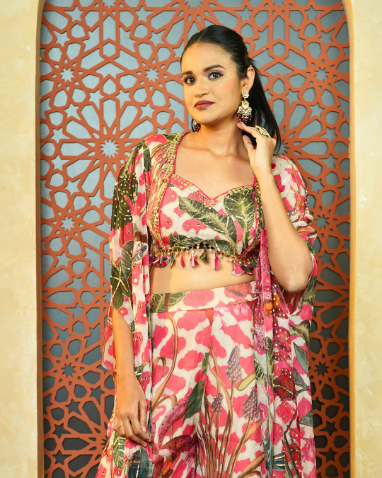 MULTICOLOUR CROP TOP PALAZZO SET