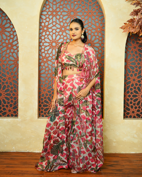MULTICOLOUR CROP TOP PALAZZO SET
