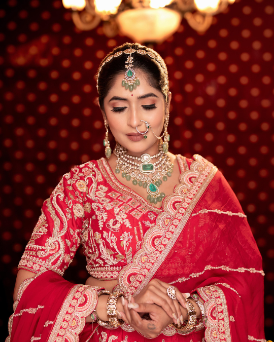 BRIGHT RED BRIDAL LEHENGA