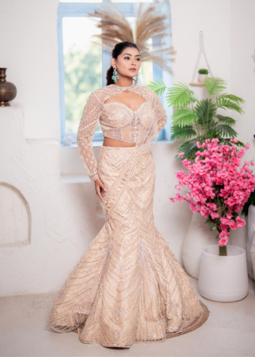LIGHT GOLD FISHCUT LEHENGA