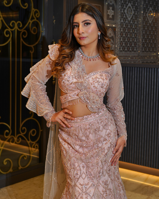 PINK BRIDAL FISHCUT LEHENGA